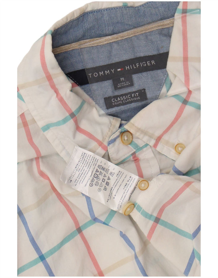 TOMMY HILFIGER Мужская рубашка классического кроя, средний размер, белая клетка, хлопок