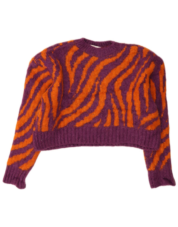 Женский укороченный джемпер с круглым вырезом Zara UK 10, маленький разноцветный