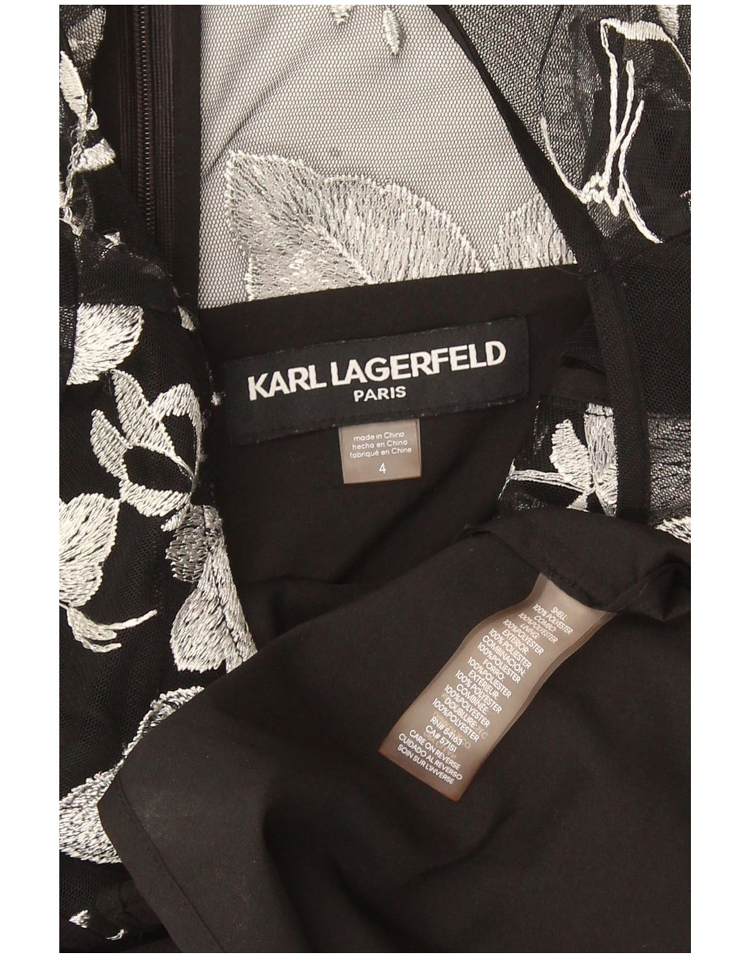 Женское платье-футляр Karl Lagerfeld, США 4, маленькое черное полиэстер с цветочным принтом