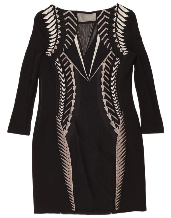 Женское платье прямого кроя с рукавом 3/4 Karen Millen UK 14, средний черный с геометрическим рисунком