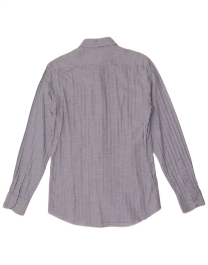 Мужская рубашка MASSIMO DUTTI, маленькая синяя, хлопок, с рисунком «елочка»