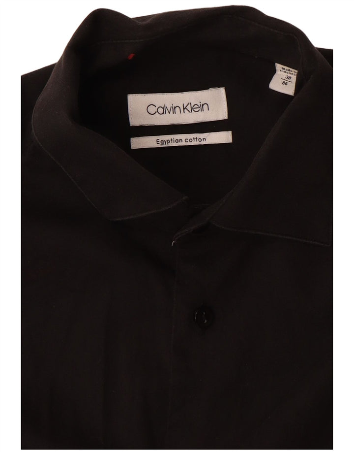 Мужская рубашка Calvin Klein, размер 38, маленькая, черная, хлопковая