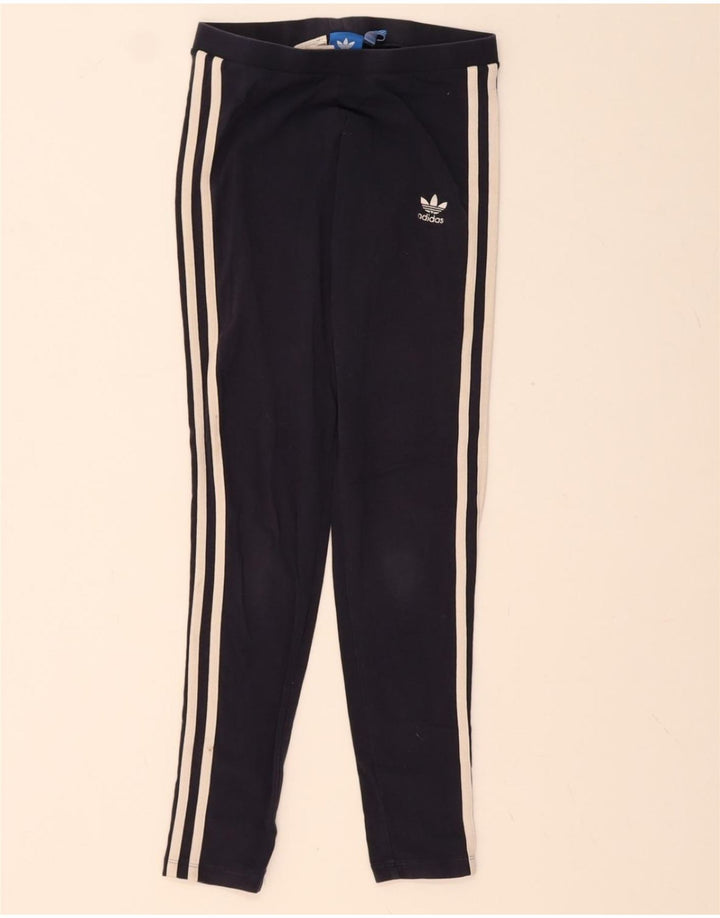 ADIDAS Womens Leggings UK 8 Small  Navy Blue Cotton Vintage Adidas and Second-Hand Adidas from Messina Hembry 