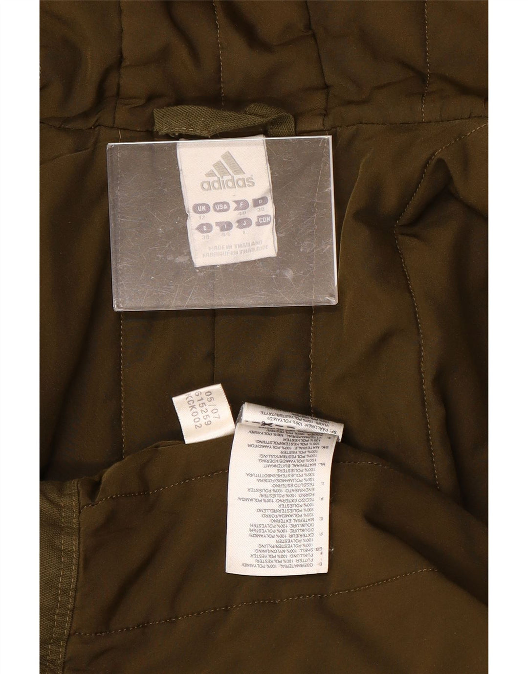 Женское пальто с капюшоном ADIDAS UK 12, средний хаки, полиэстер