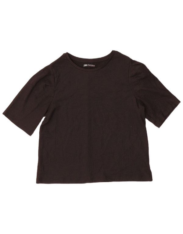 Женская футболка Zara Top UK 14, средний черный, полиэстер