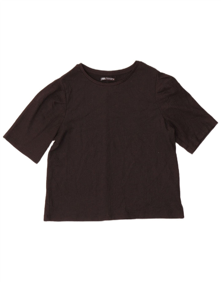 Женская футболка Zara Top UK 14, средний черный, полиэстер