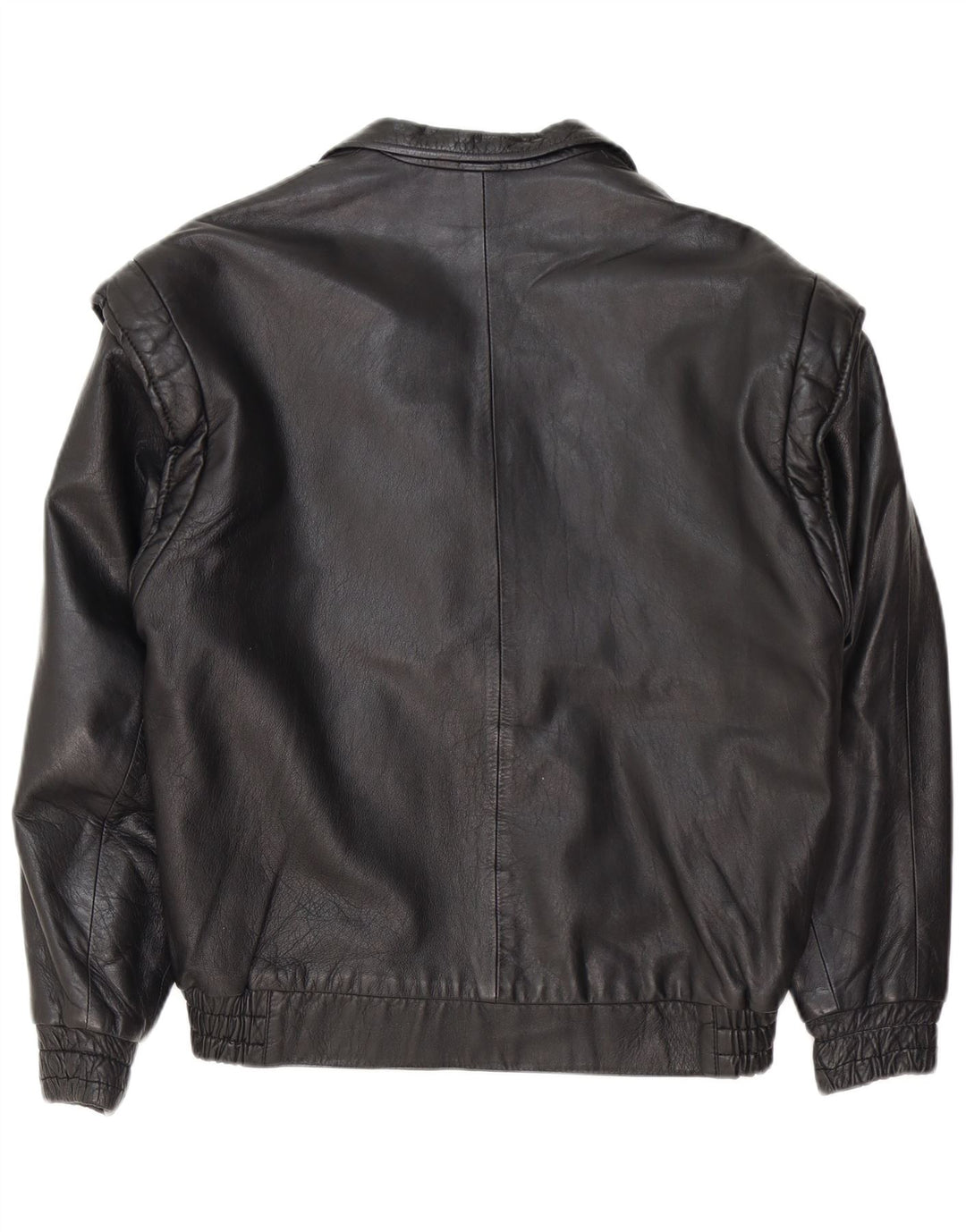 Vintage Womens Oversized Leather Biker Jacket EU 36 Small Black Leather