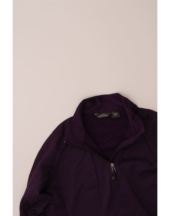 EDDIE BAUER Womens Zip Neck Sweatshirt Jumper UK 14 Medium Purple Vintage Eddie Bauer and Second-Hand Eddie Bauer from Messina Hembry 