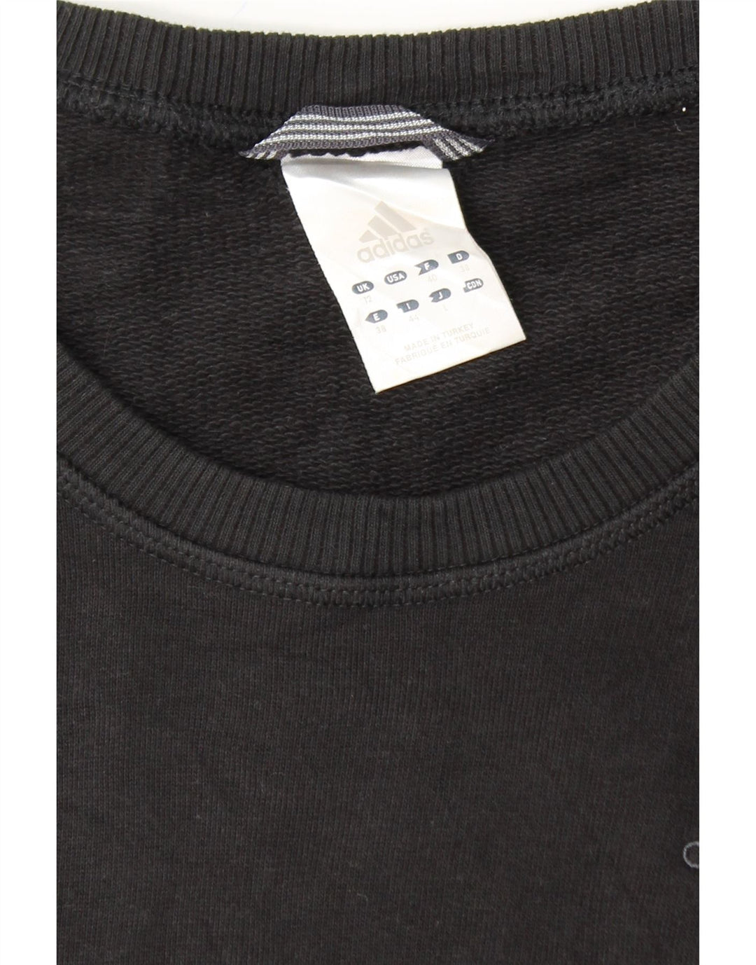 ADIDAS Womens Sweatshirt Jumper UK 12 Medium Black Cotton Vintage Adidas and Second-Hand Adidas from Messina Hembry 