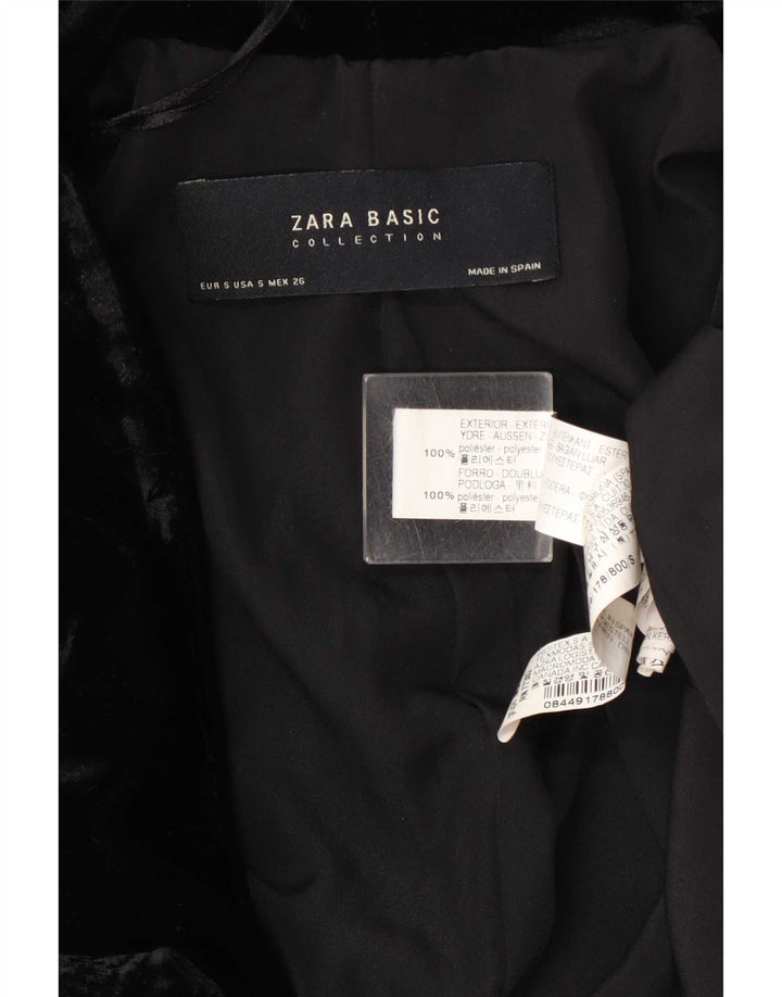 Женский открытый бархатный пиджак Zara UK 10, маленький черный полиэстер