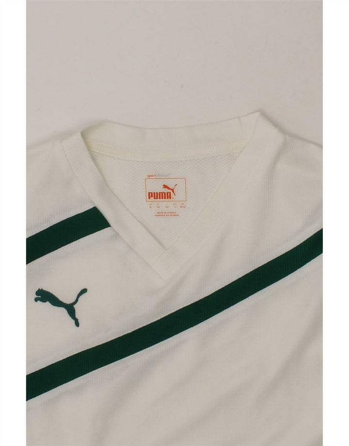 PUMA Boys Graphic T-Shirt Top 11-12 Years White Polyester Vintage Puma and Second-Hand Puma from Messina Hembry 