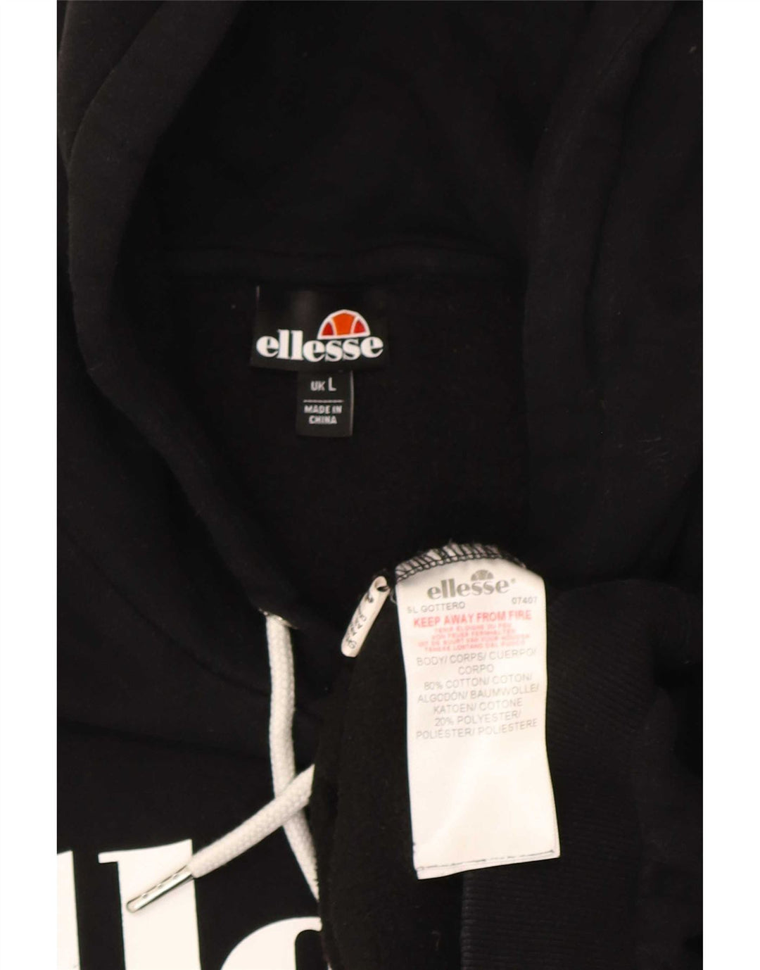 Мужской джемпер с капюшоном Ellesse с рисунком, большой черный, хлопок