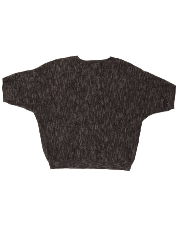 Женский джемпер с короткими рукавами и круглым вырезом Dkny, Великобритания 14, средний серый вискоза