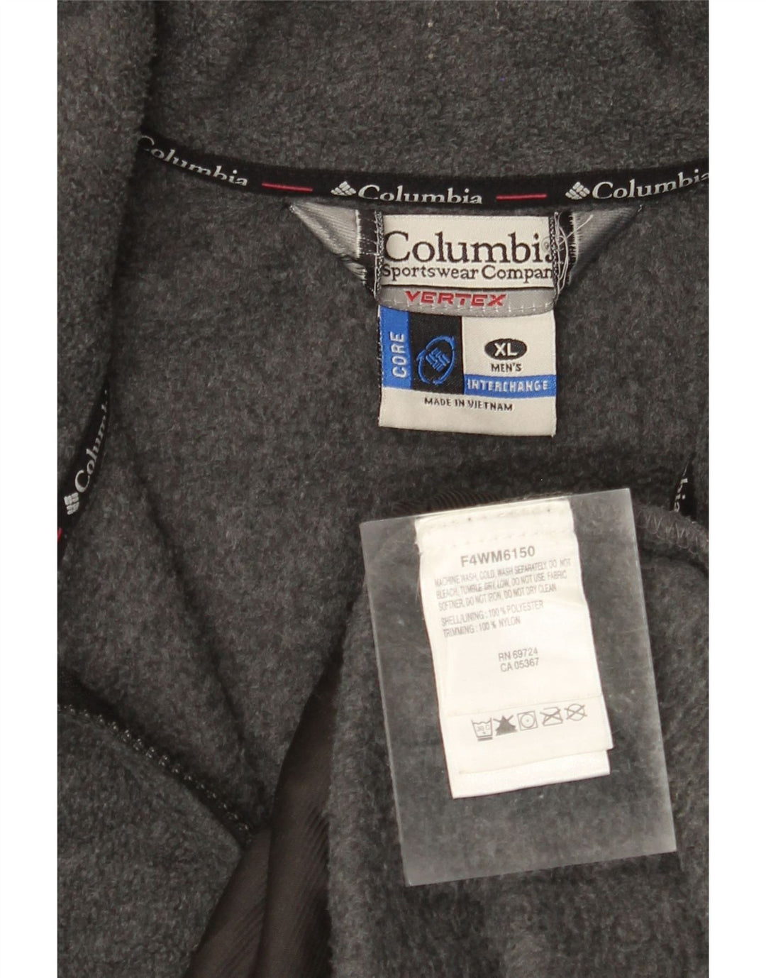 Мужская флисовая куртка COLUMBIA UK 42 XL, серая, полиэстер с цветными блоками