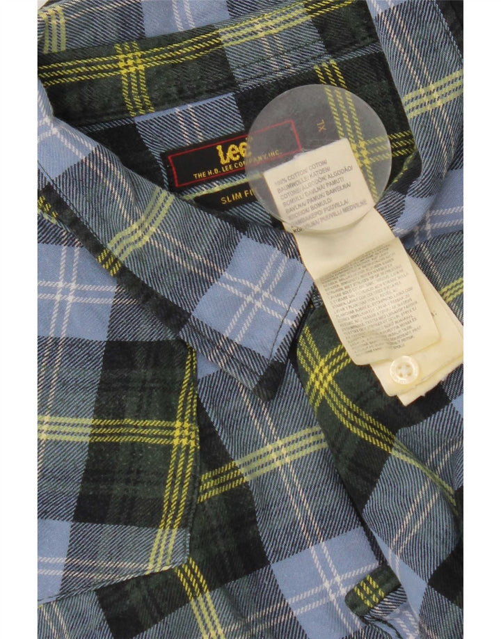 Мужская фланелевая рубашка Lee Slim Fit XL, синяя клетка, хлопок