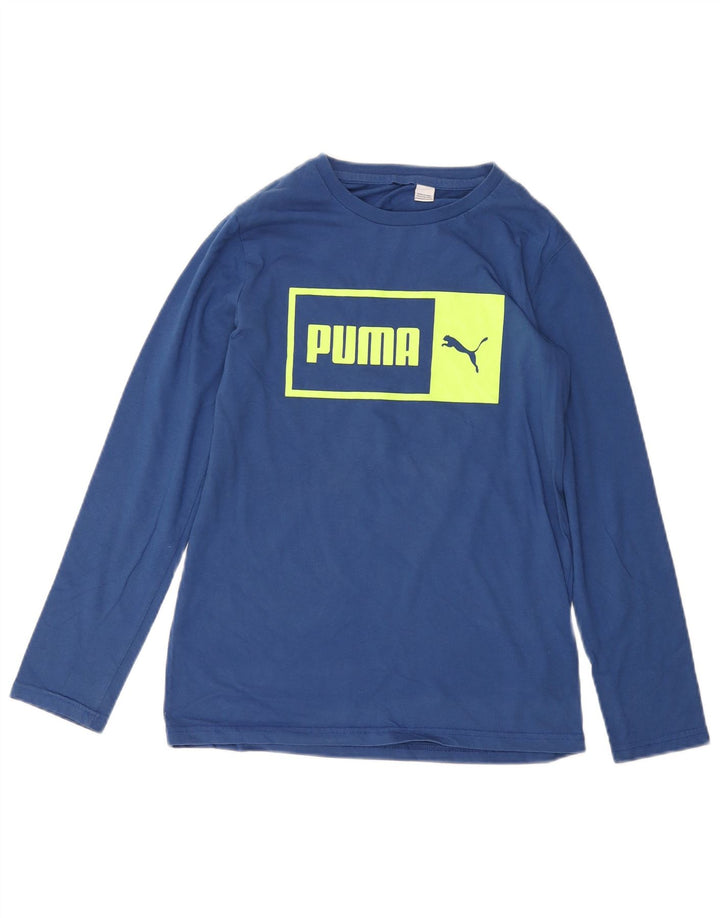 Мужской топ с рисунком PUMA, маленький синий хлопок с длинным рукавом