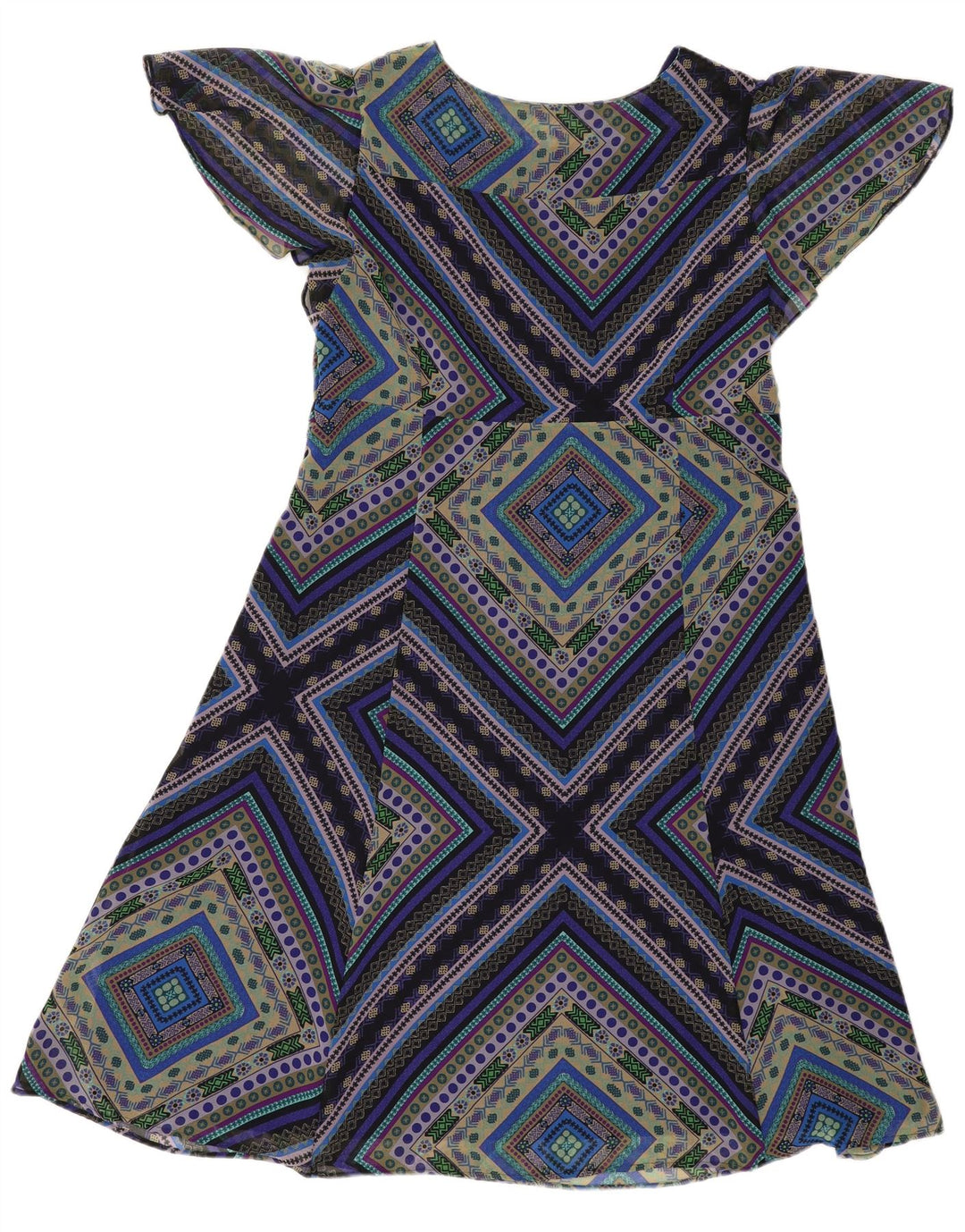 PER UNA Womens A-Line Dress UK 20 2XL Navy Blue Geometric Polyester