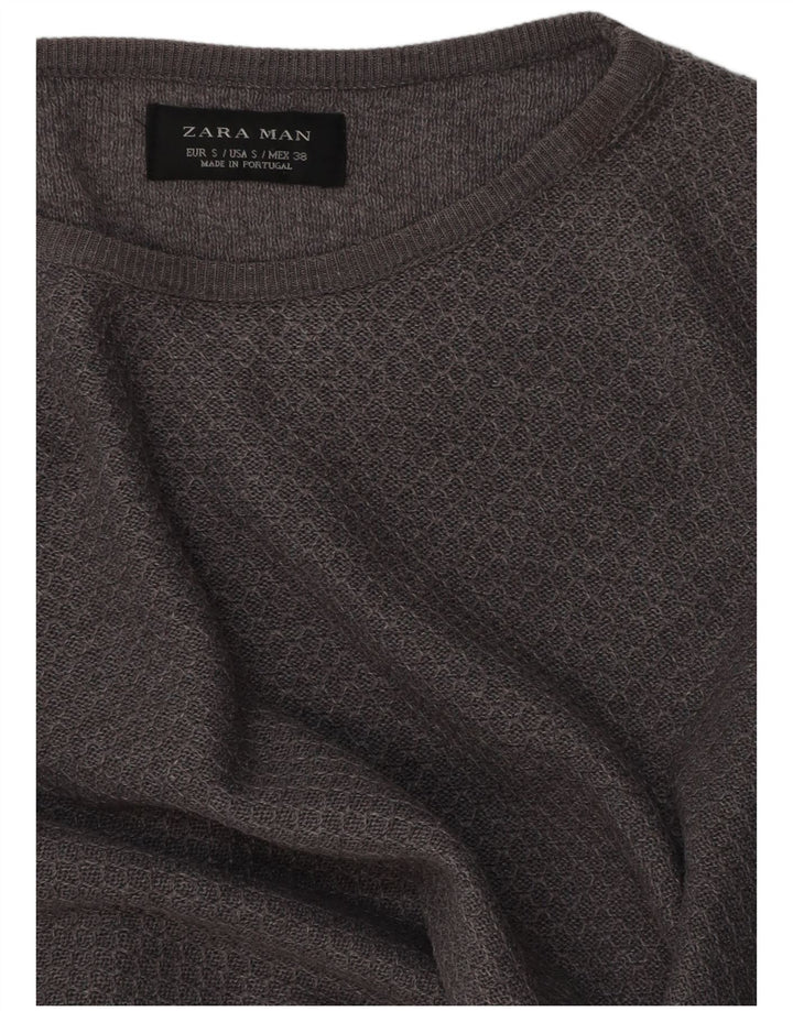 Мужской свитер с вырезом лодочкой Zara, маленький серый