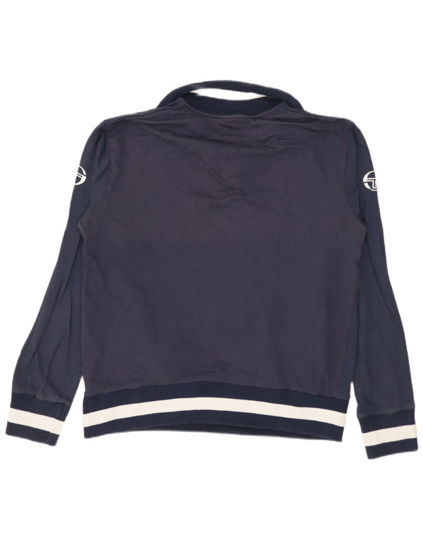 Sergio Tacchini Mens Graphic Zip Neck Sweatshirt Jumper Small Navy Blue