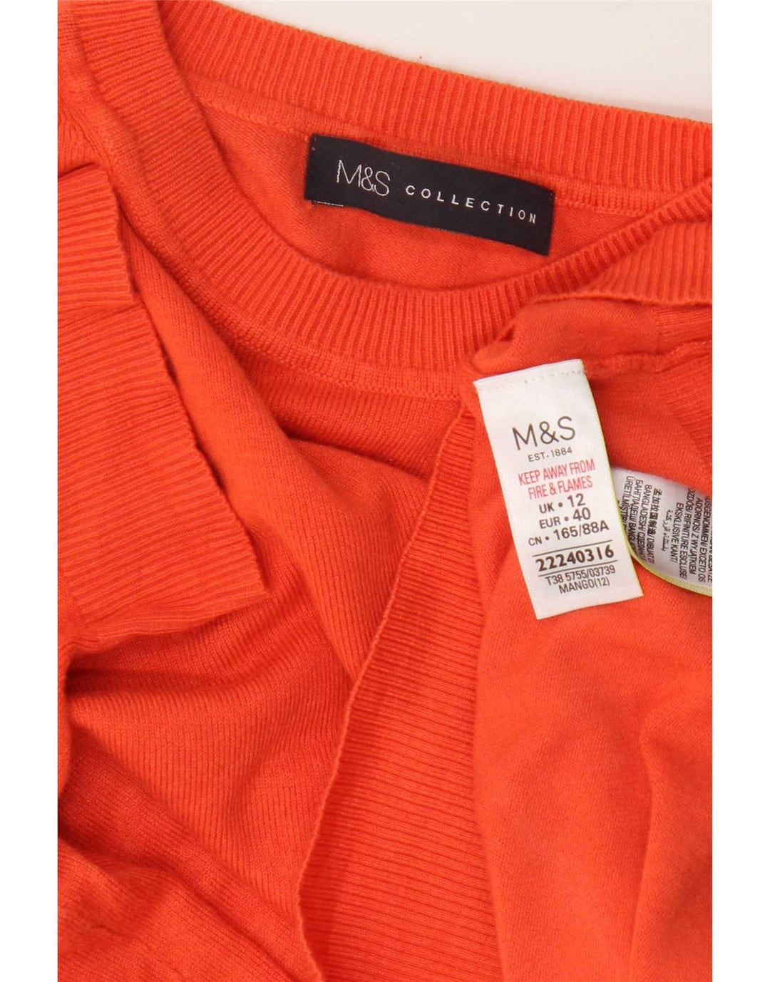 Женский джемпер с круглым вырезом Marks & Spencer UK 12, средний оранжевый