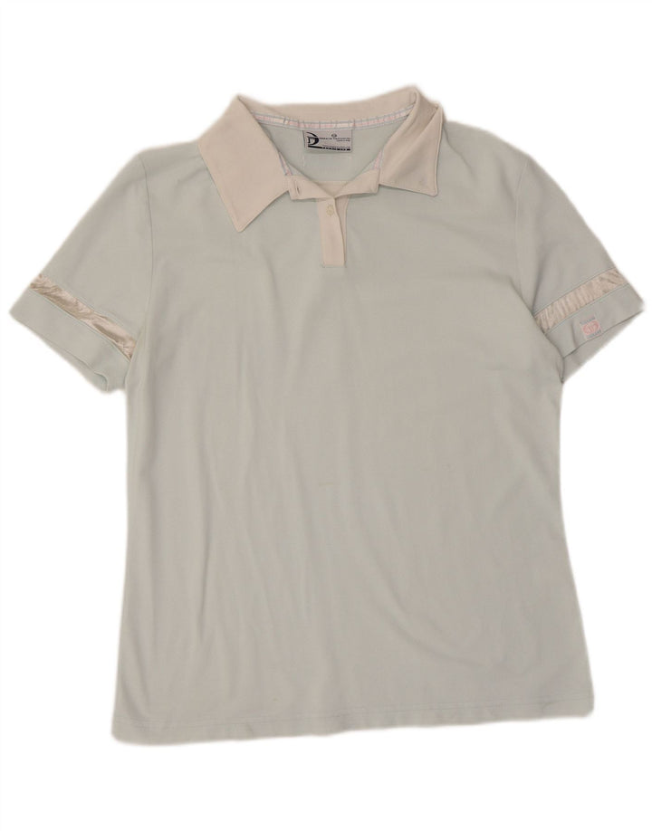Женская рубашка поло SERGIO TACCHINI UK 14, большая синяя, полиамид