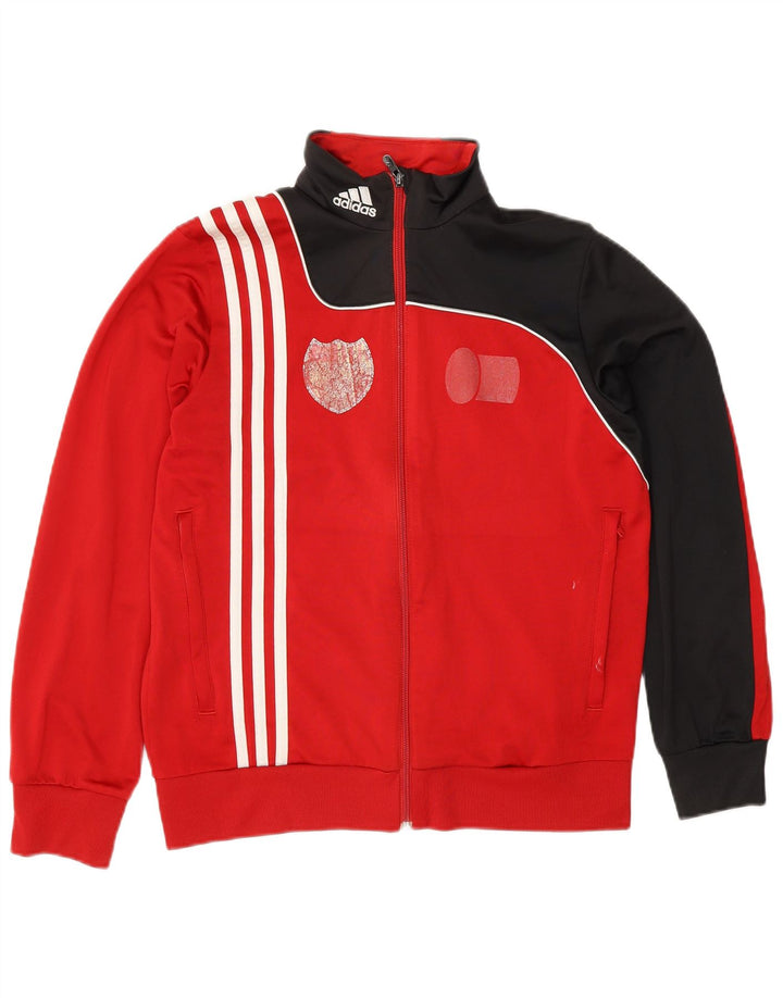 Спортивный костюм ADIDAS для мальчиков, верхняя куртка 13–14 лет, красный полиэстер с цветными блоками