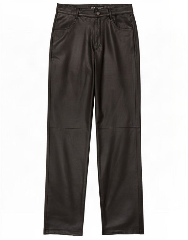 Женские прямые брюки из искусственной кожи Zara Medium W28 L32, черные