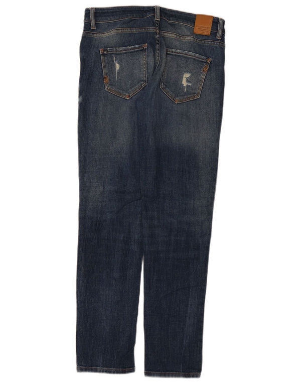 Женские потертые узкие джинсы Zara EU 32 2XS W28 L33, синий хлопок