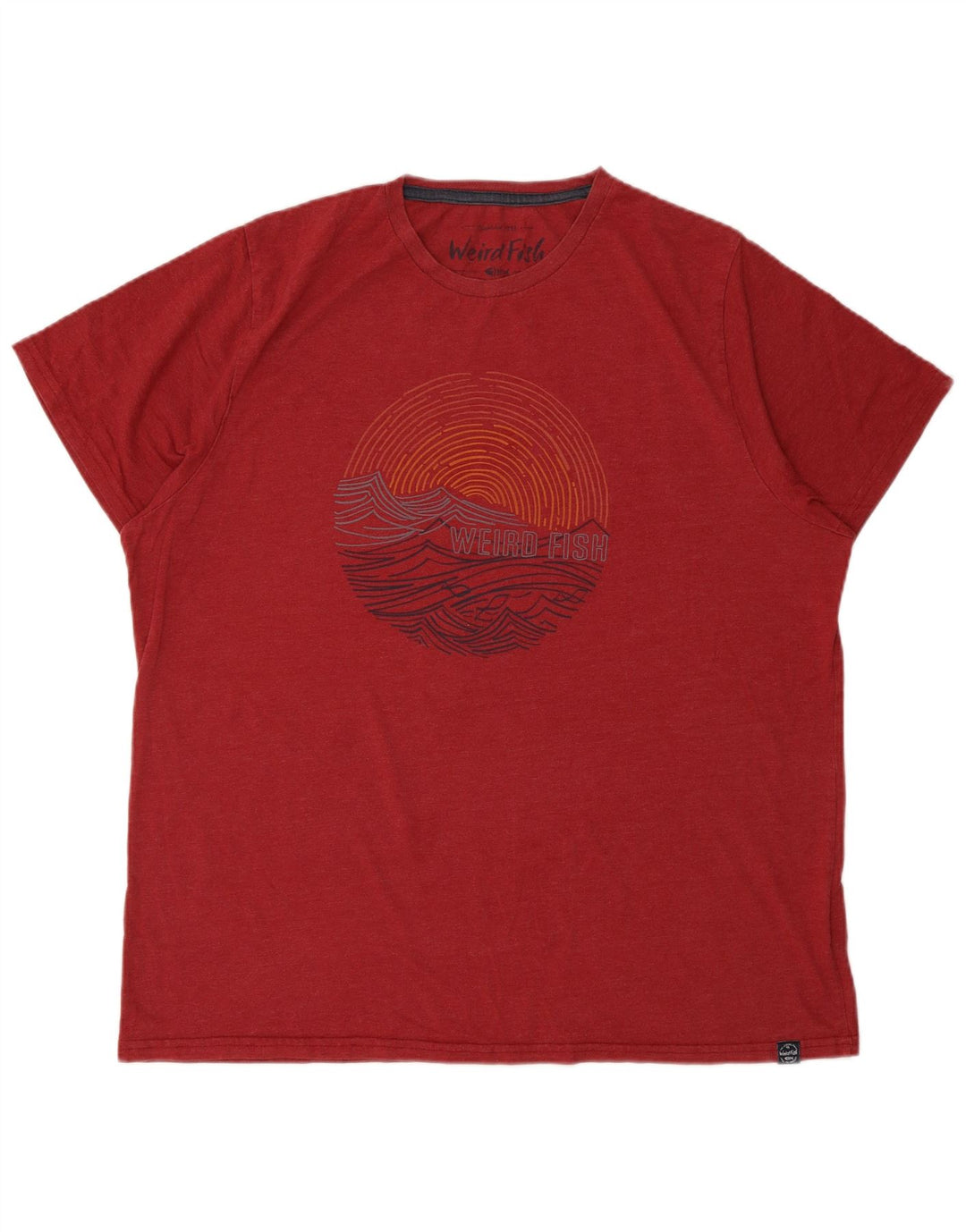 Мужская футболка с рисунком WEIRD FISH, 2XL, красный хлопок