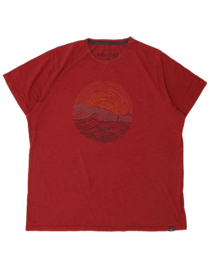 Мужская футболка с рисунком WEIRD FISH, 2XL, красный хлопок