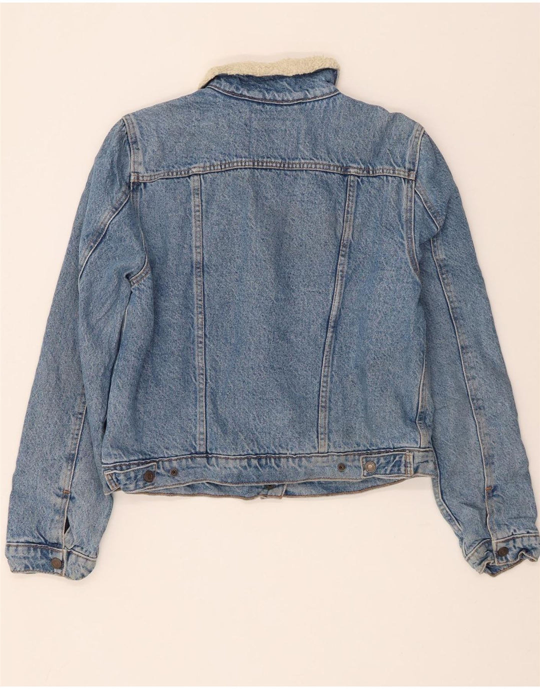 Женская джинсовая куртка из шерпы Levi's UK 14, большой синий хлопок