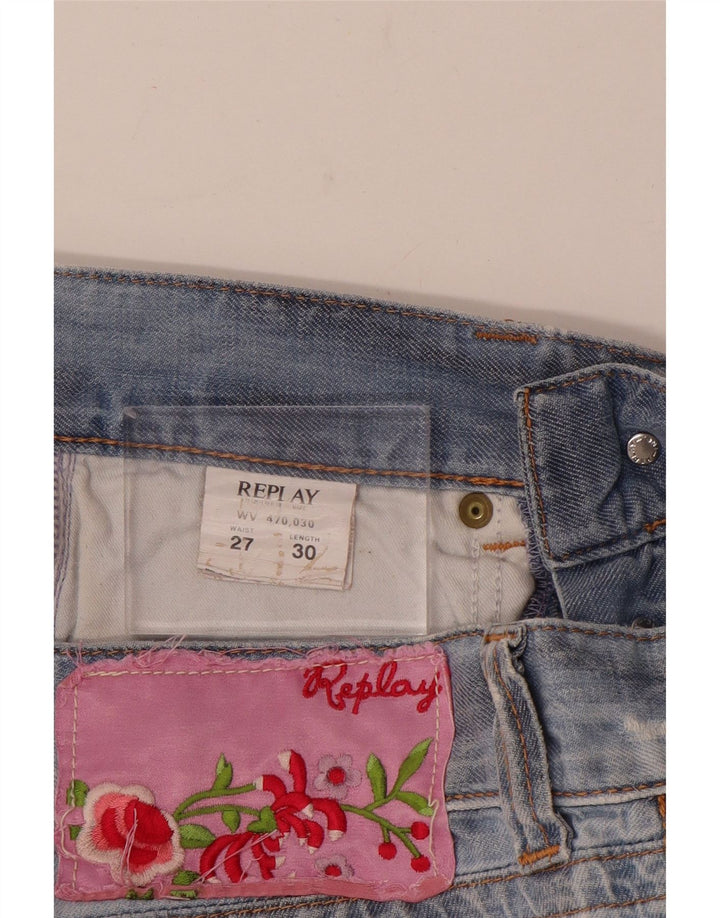 Женские джинсовые шорты Replay W27, маленькие синие, хлопок