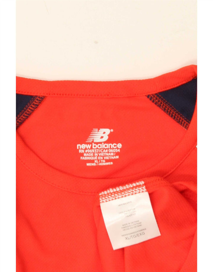 Мужская футболка New Balance Top XL, красный полиэстер с цветными блоками