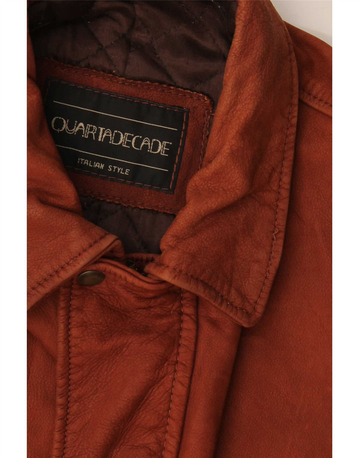 Мужское кожаное пальто Quartadecade UK 38 средний коричневый