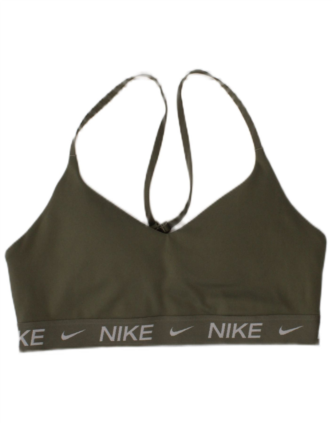 Женский спортивный бюстгальтер с графическим рисунком Nike, маленький спортивный спортивный бюстгальтер цвета хаки из полиэстера
