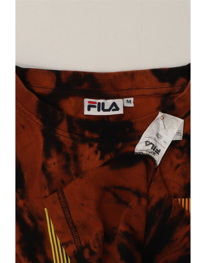 Мужская футболка с рисунком Fila, хлопковый топ среднего оранжевого цвета тай-дай