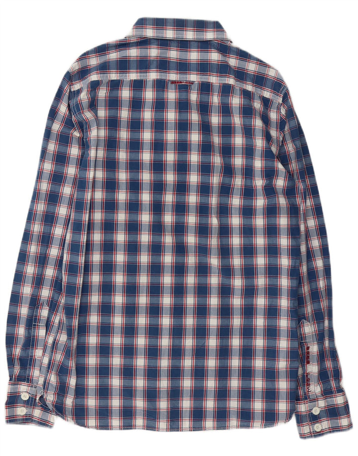 Мужская рубашка Superdry, большая синяя клетка, хлопок
