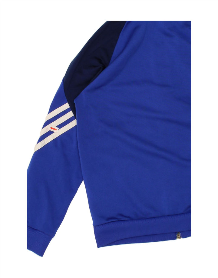 ADIDAS Boys Tracksuit Top Jacket 7-8 Years Small Blue Colourblock Vintage Adidas and Second-Hand Adidas from Messina Hembry 