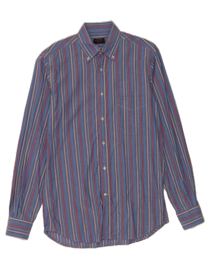 PAUL & SHARK Mens Shirt Size 39 Medium Blue Striped Cotton Vintage Paul & Shark and Second-Hand Paul & Shark from Messina Hembry 