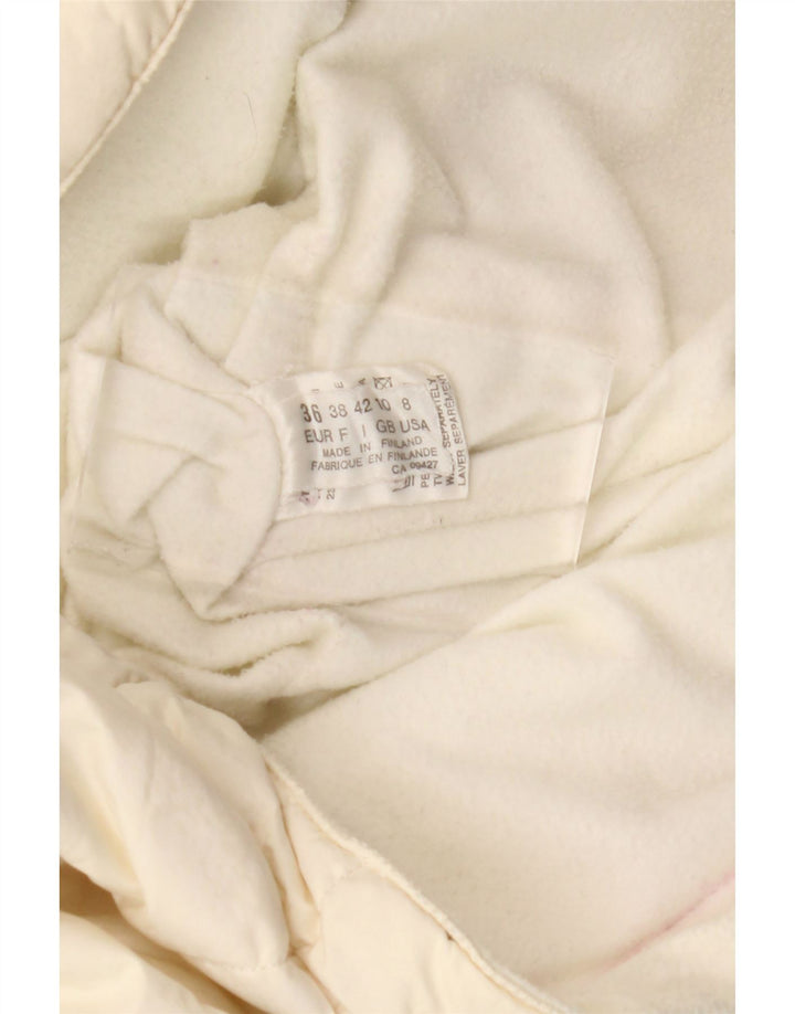 Винтажное женское длинное стеганое пальто UK 10, маленький белый полиэстер с узором пейсли