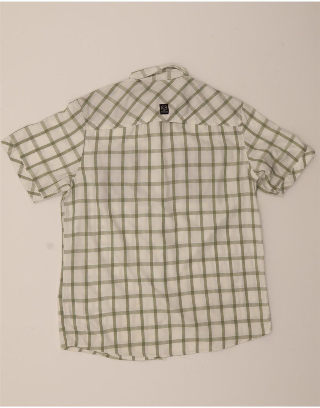 WRANGLER Mens Regular Fit Short Sleeve Shirt Large Green Check Polyester Vintage Wrangler and Second-Hand Wrangler from Messina Hembry 
