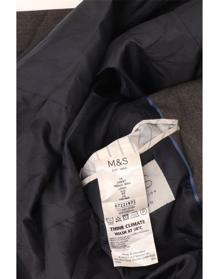 Мужской пиджак на двух пуговицах Marks & Spencer UK 40, большой серый полиэстер