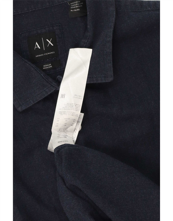 Мужская рубашка Armani Exchange XL темно-синяя хлопковая