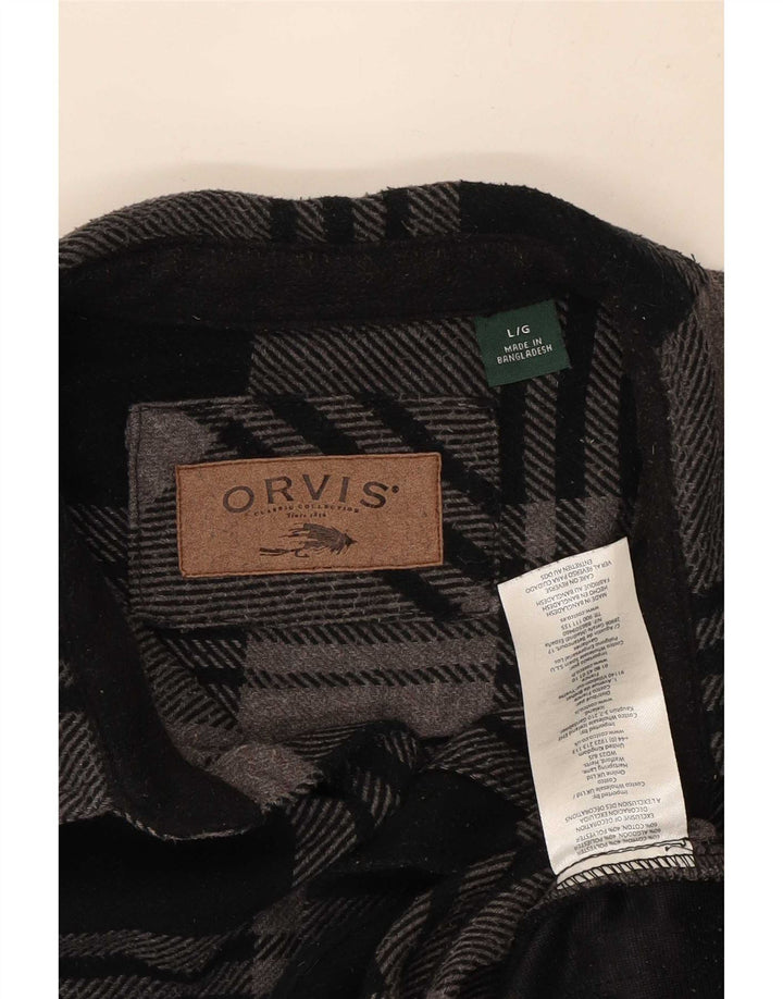 Мужская фланелевая рубашка Orvis, большая черная клетка, хлопок