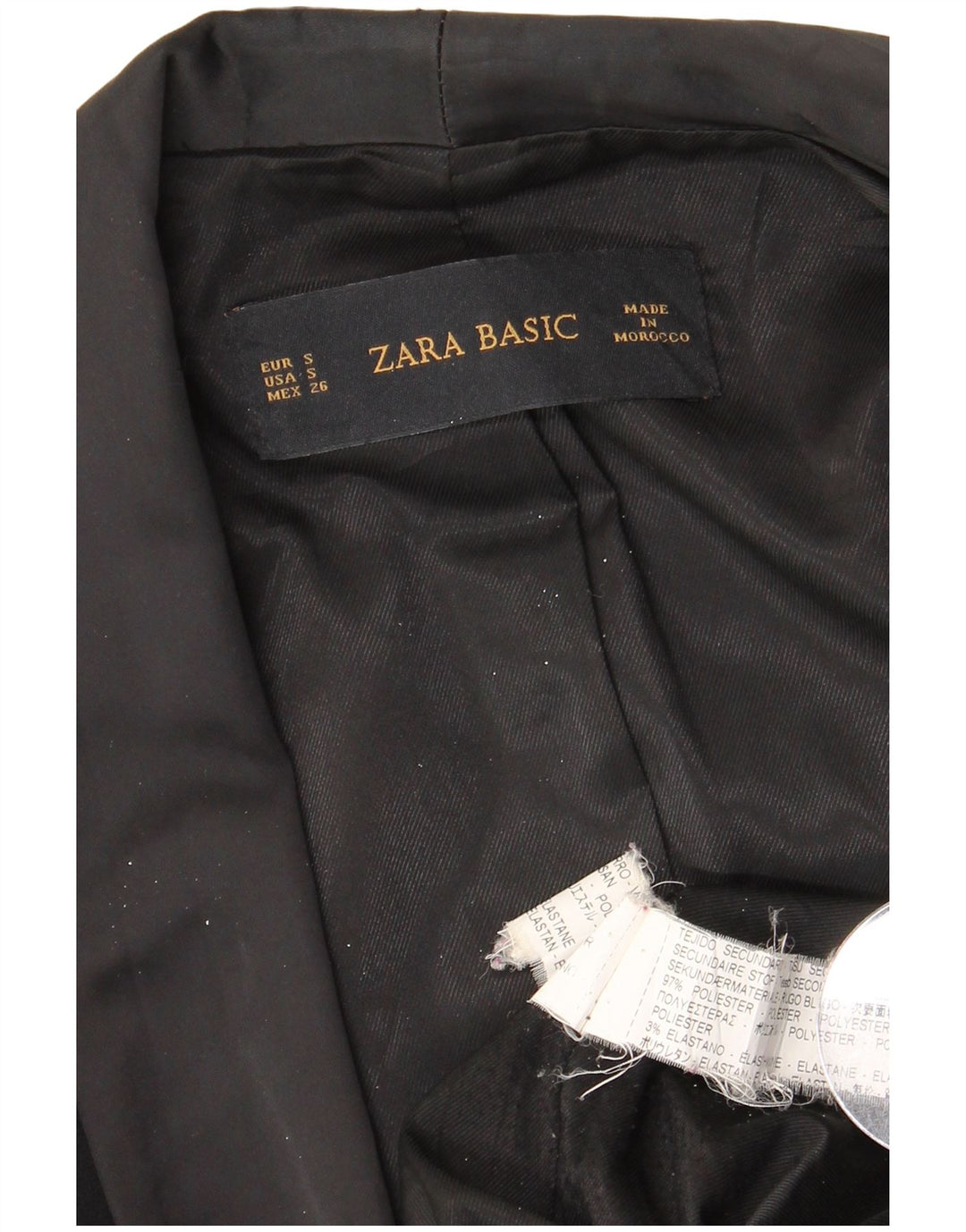 Женский пиджак ZARA UK 10, маленький черный полиэстер