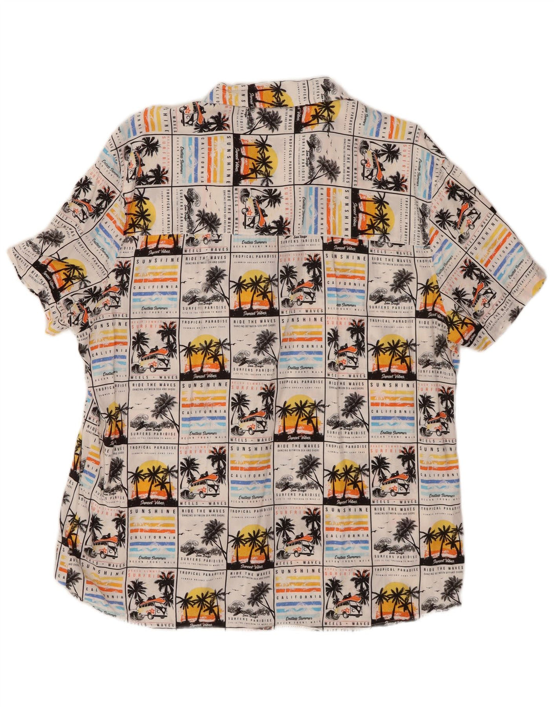 LIVERGY Мужская рубашка с коротким рукавом, размер 43/44 XL, белая вискоза, гавайский стиль