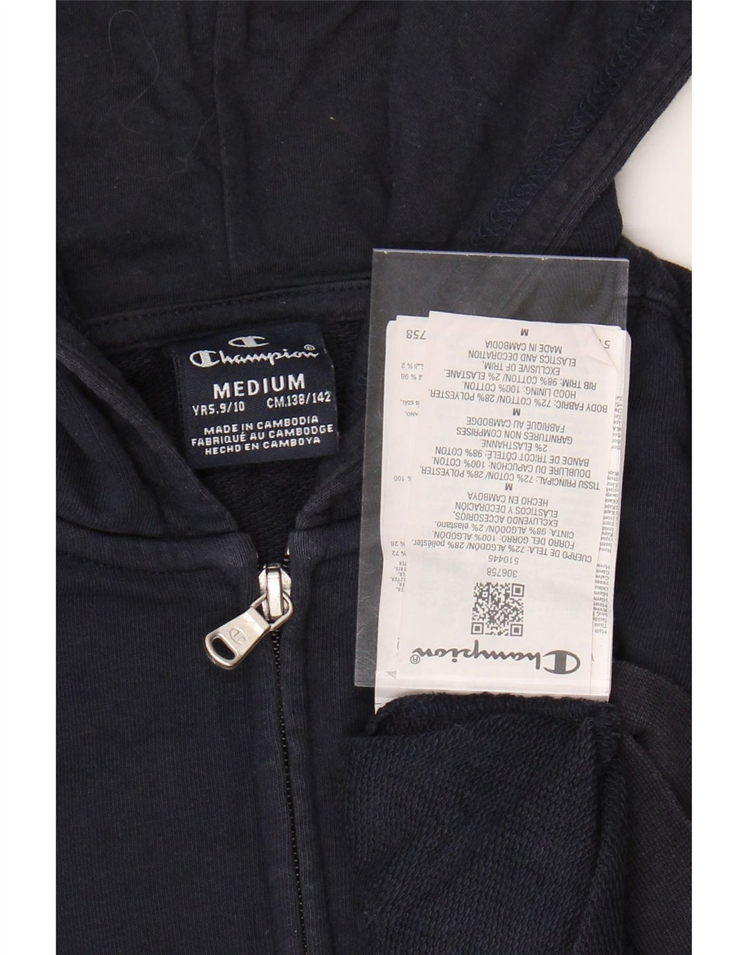 Свитер с капюшоном и молнией с графическим рисунком для мальчиков CHAMPION, 9–10 лет, средний, темно-синий