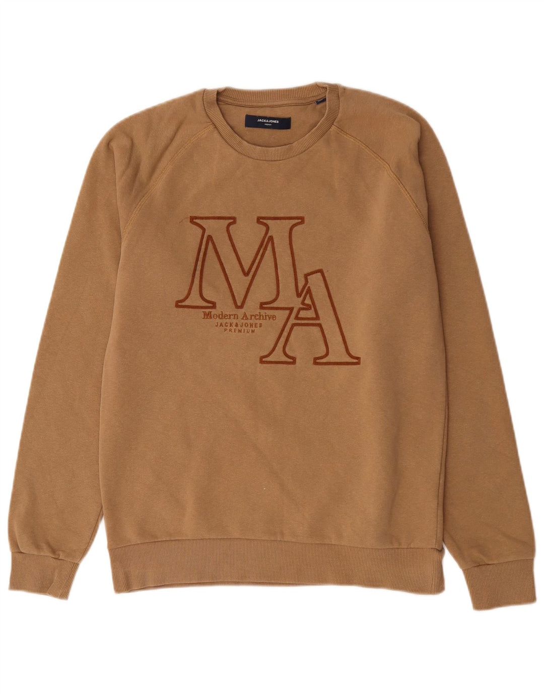 Мужской свитшот с рисунком Jack & Jones, джемпер среднего размера, бежевый, хлопок