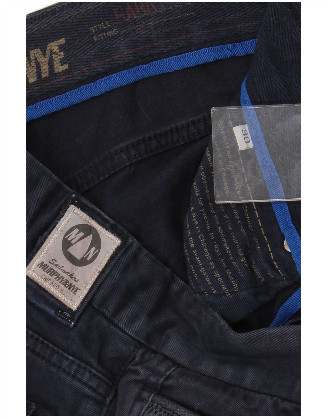 Мужские прямые повседневные брюки MURPHY & NYE W30 L28 темно-синие