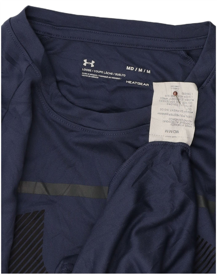 Мужская футболка с рисунком Under Armour Heat Gear, верх среднего размера, темно-синий, полиэстер
